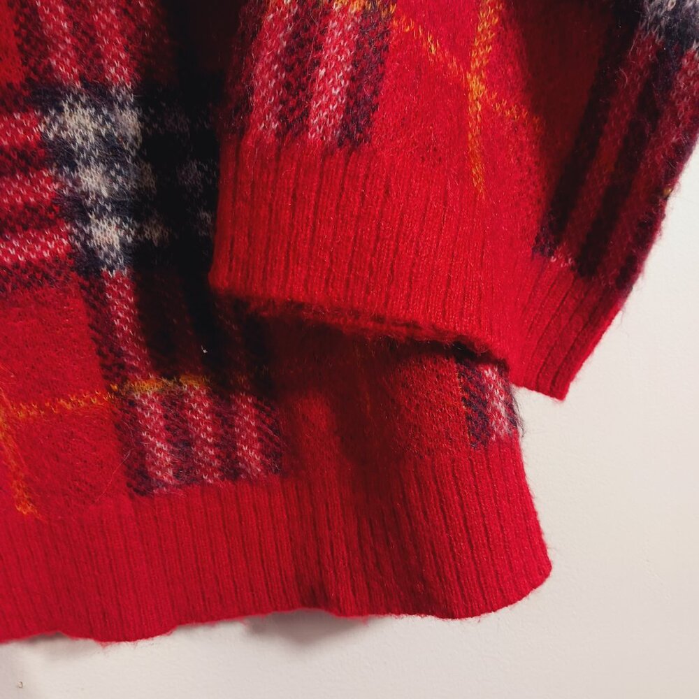 NWT Mudpie, Red Jenson Plaid, Mock, Pullover Sweater, Wide Sleeve, Sz Small Cozy - Picture 10 of 16